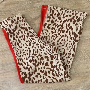 Leopard Print Pants with Red Accents